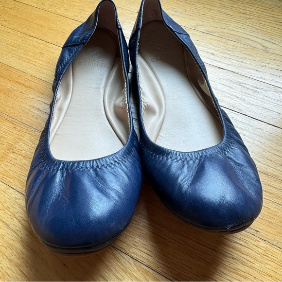 Vince Camuto Shoes - Vince Camuto Shoes Ellen Flats Sz 9.5 Navy Blue Leather Flat Casual Ballet